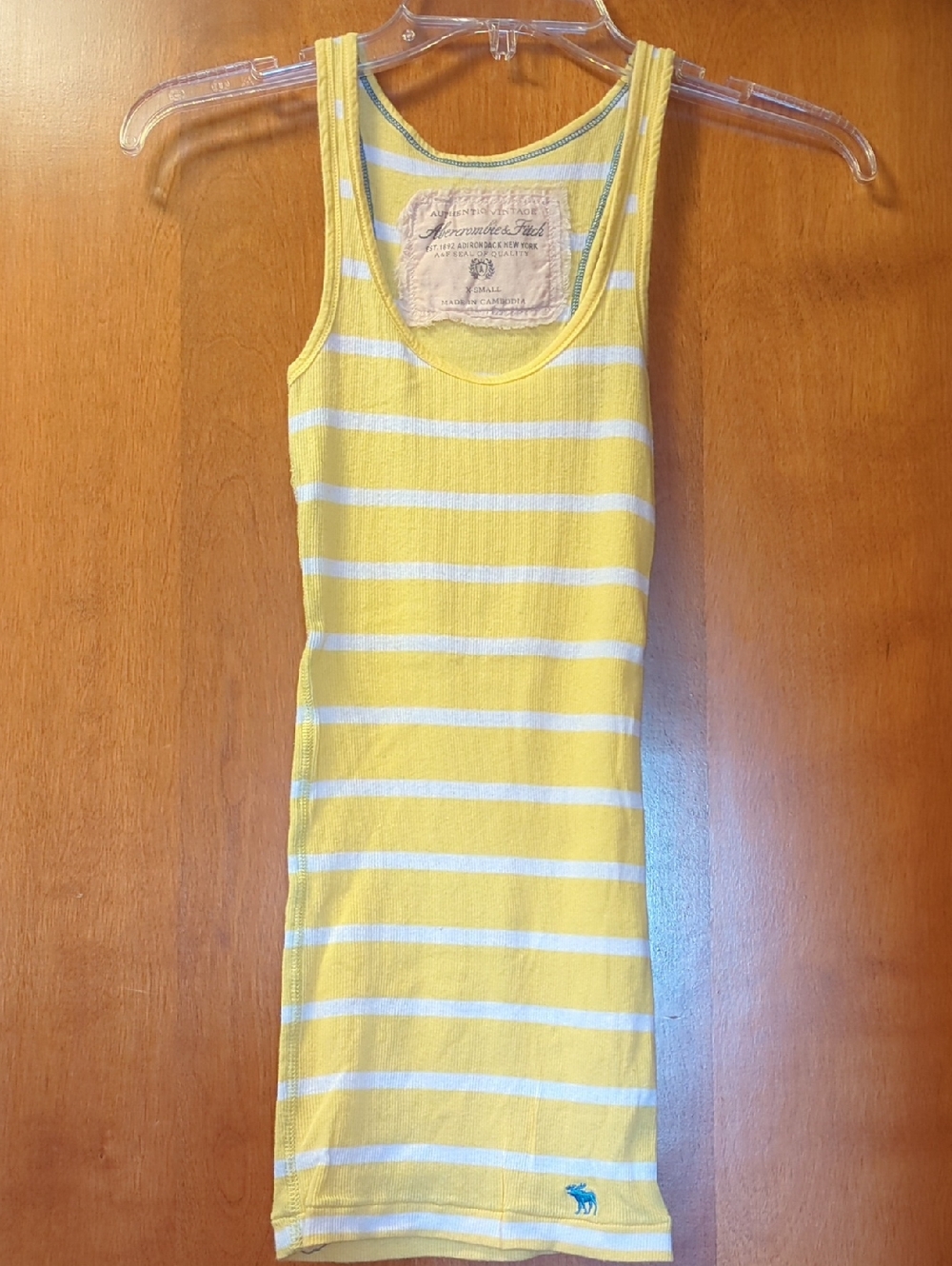 Abercrombie & Fitch Yellow and White Striped Tank Top